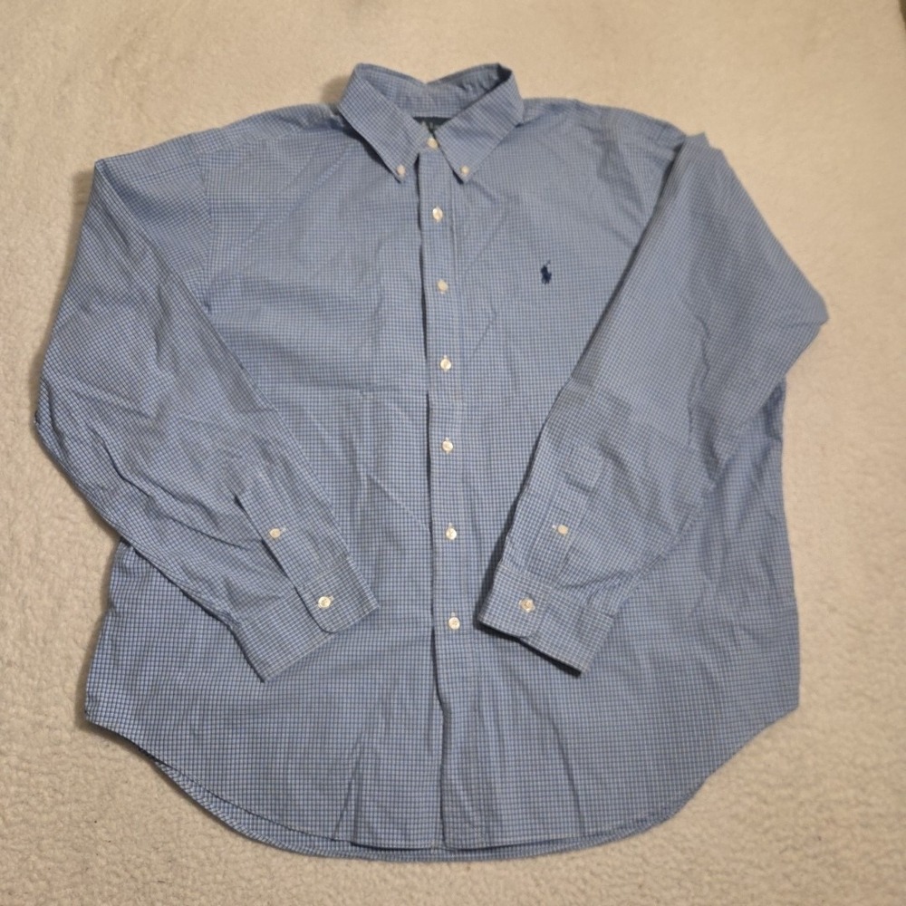 VTG Ralph Lauren Shirt Size 2XL Blue Plaid Classic Fit‎ Button Down Long Sleeve